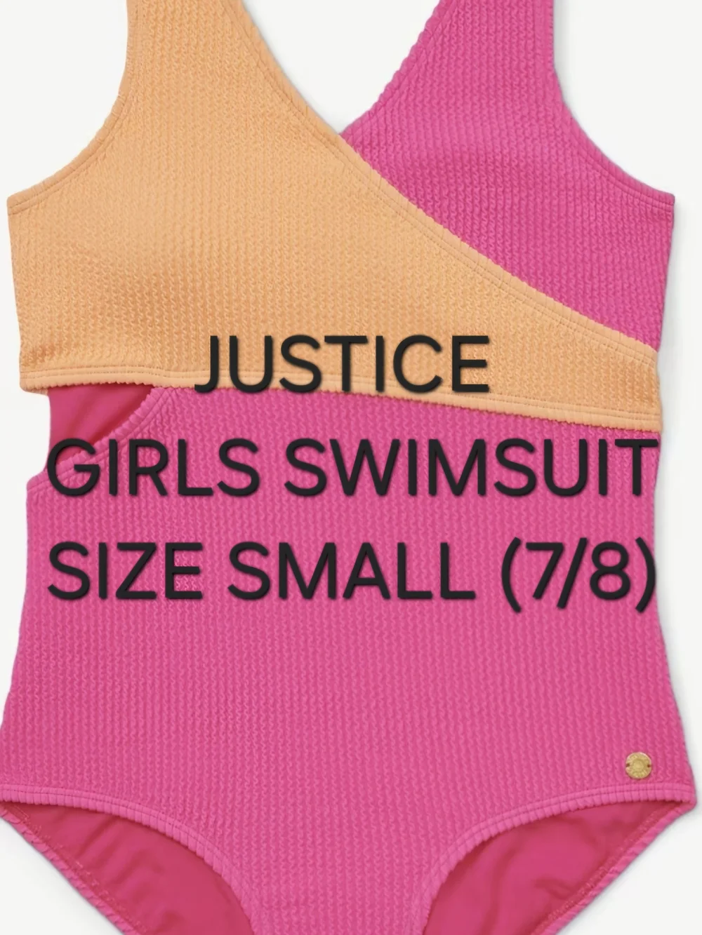 Justice Girls Colorblock Pink and Peach One-Piece Swimsuit